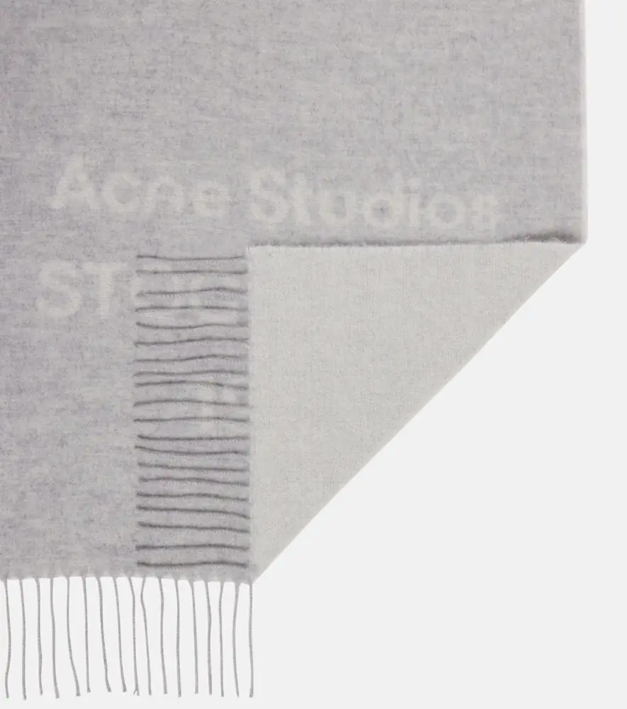Acne Studios Fringed logo wool jacquard scarf | Thumbnail 2