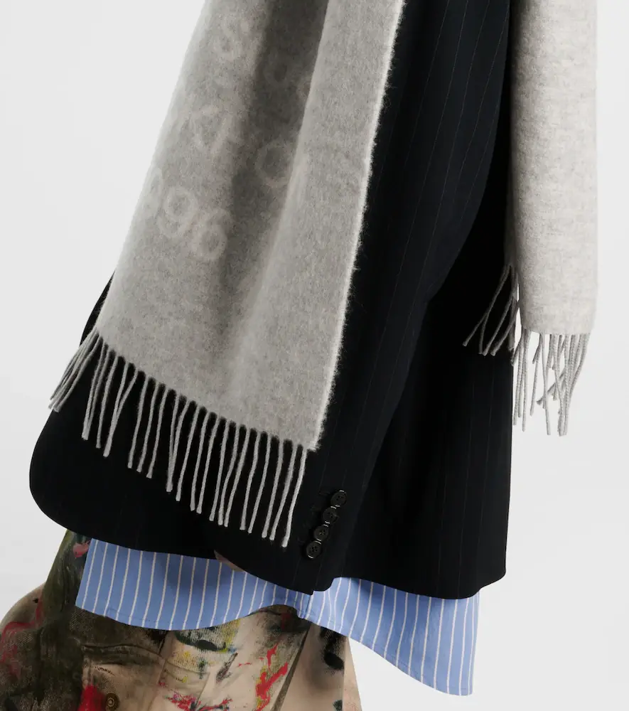 Acne Studios Fringed logo wool jacquard scarf | Thumbnail 4