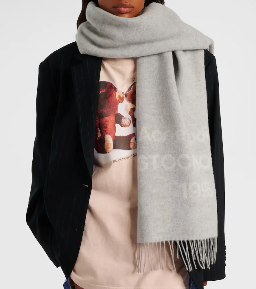Acne Studios Fringed logo wool jacquard scarf | Thumbnail 5