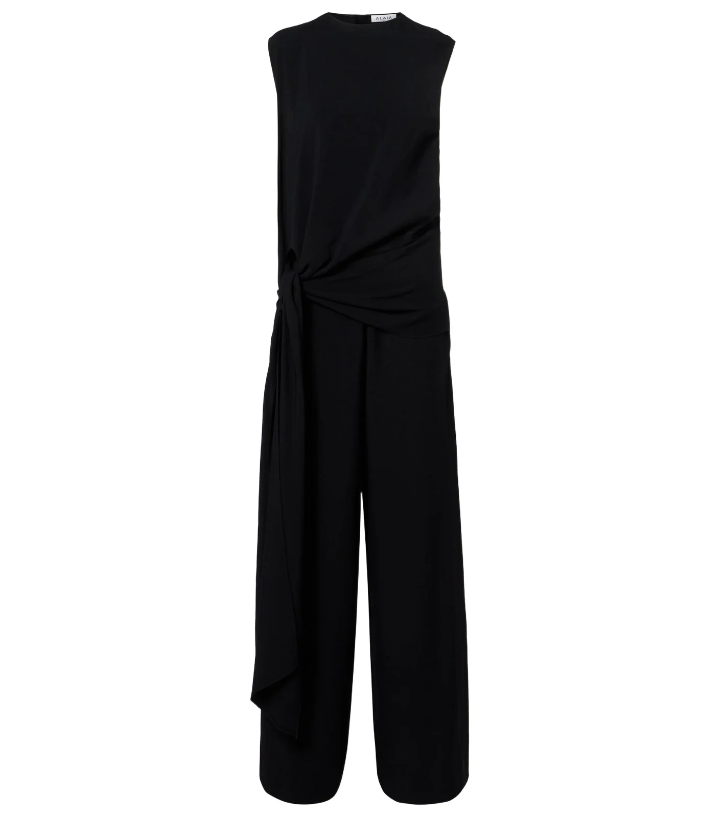 ALAÏA Tie gathered jersey jumpsuit