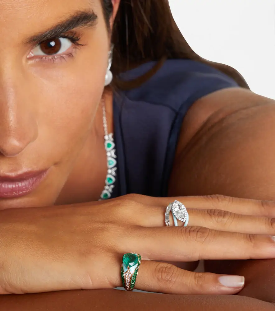 Kamyen Oasis 18kt gold and enamel pinky ring with emeralds and diamonds | Thumbnail 3 Kamyen Oasis 18kt gold and enamel pinky ring with emeralds and diamonds | Thumbnail 3