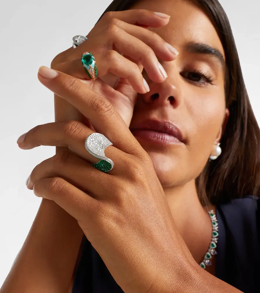 Kamyen 18kt white gold ring with diamonds and emeralds | Thumbnail 5