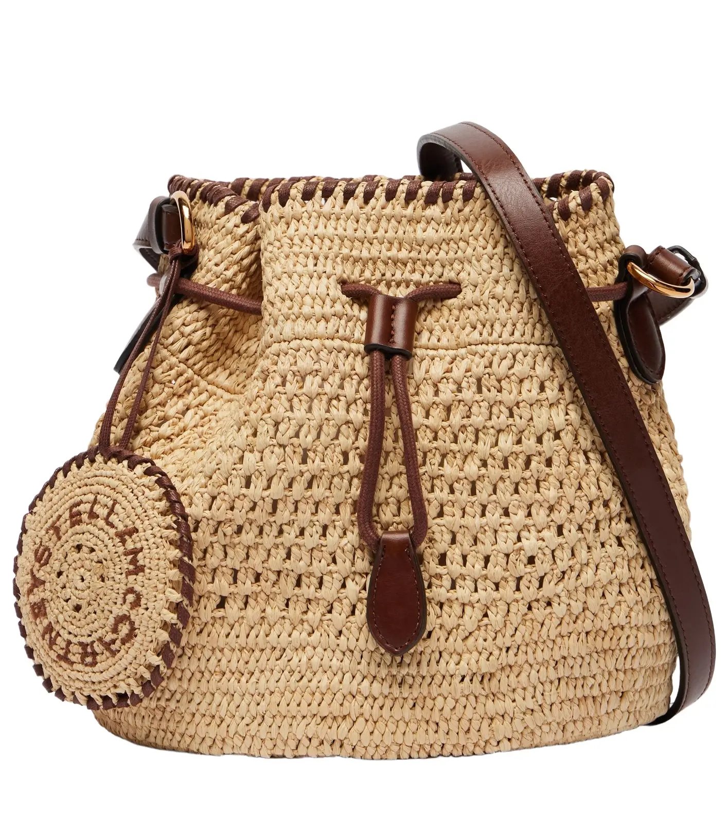 Falabella Small raffia bucket bag