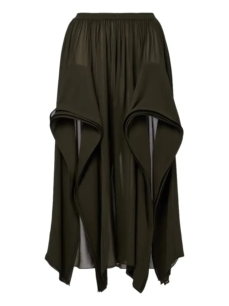 Alaïa Ruffled georgette wide-leg pants Alaïa Ruffled georgette wide-leg pants