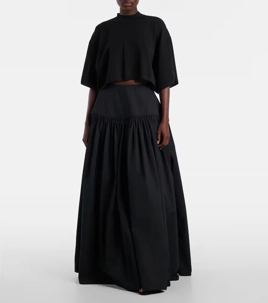 ALAÏA Gathered cotton poplin maxi skirt | Thumbnail 4