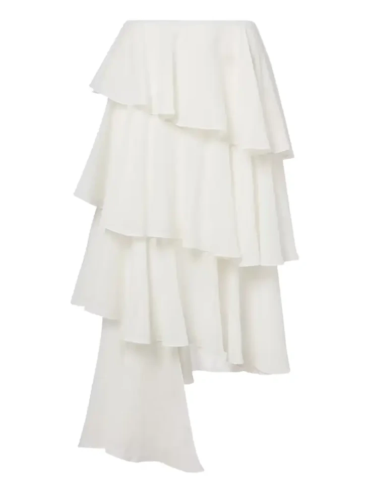 Alaïa Asymmetric cotton and linen midi skirt Alaïa Asymmetric cotton and linen midi skirt