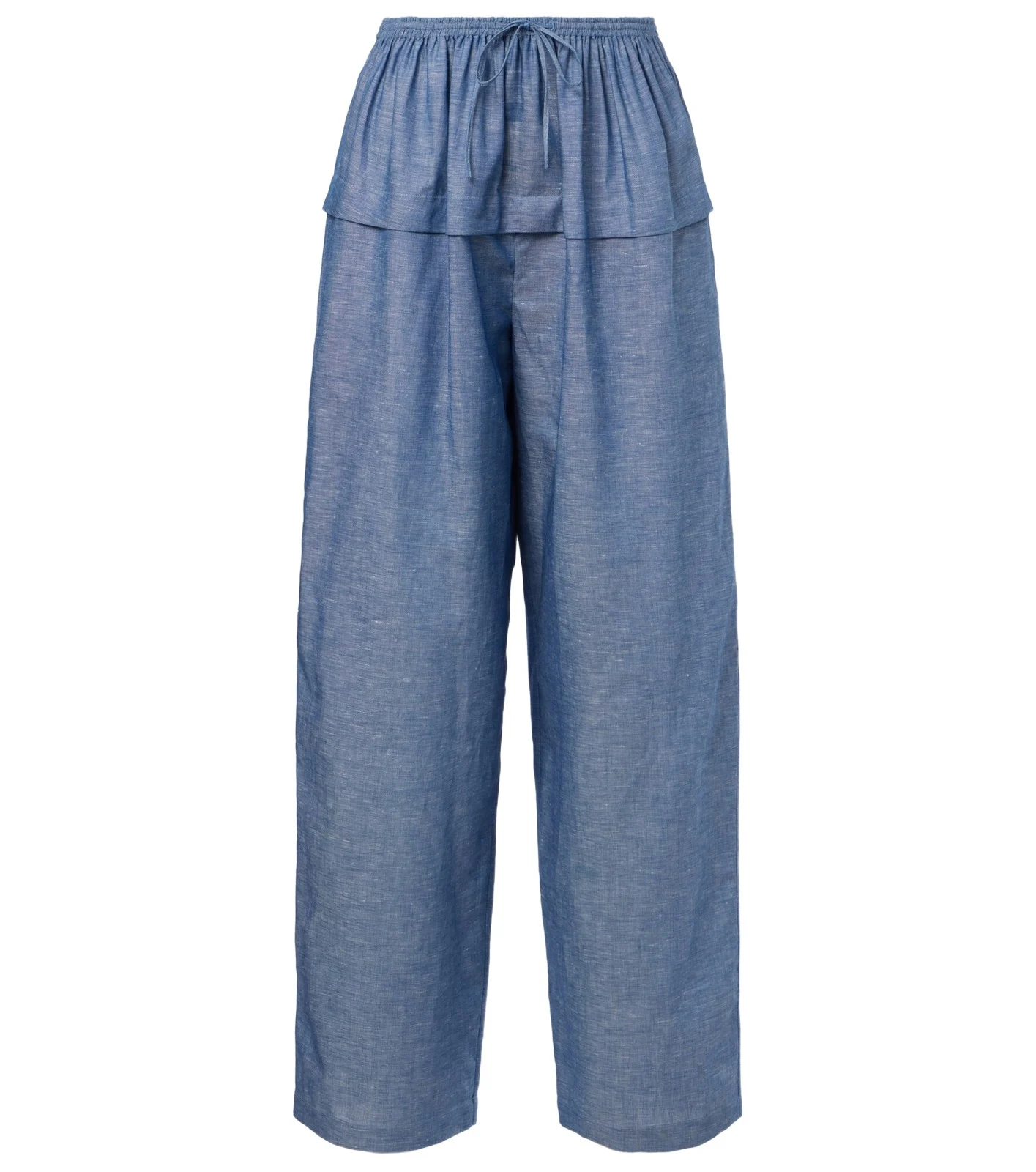 Cotton and linen wide-leg pants