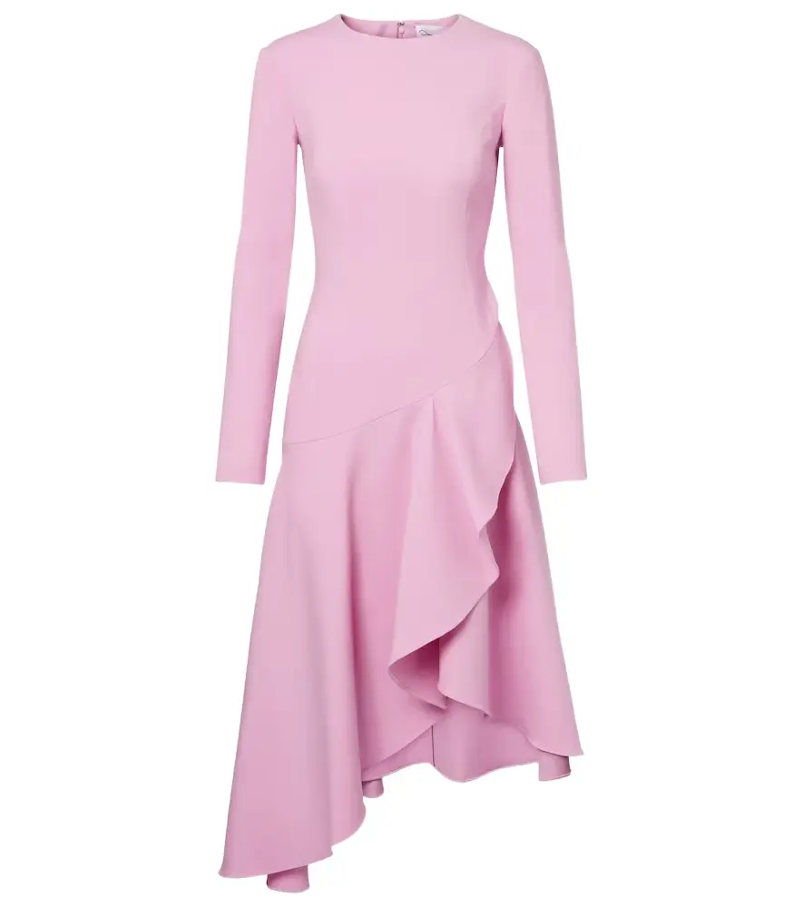 Oscar de la Renta Asymmetric wool-blend cocktail dress