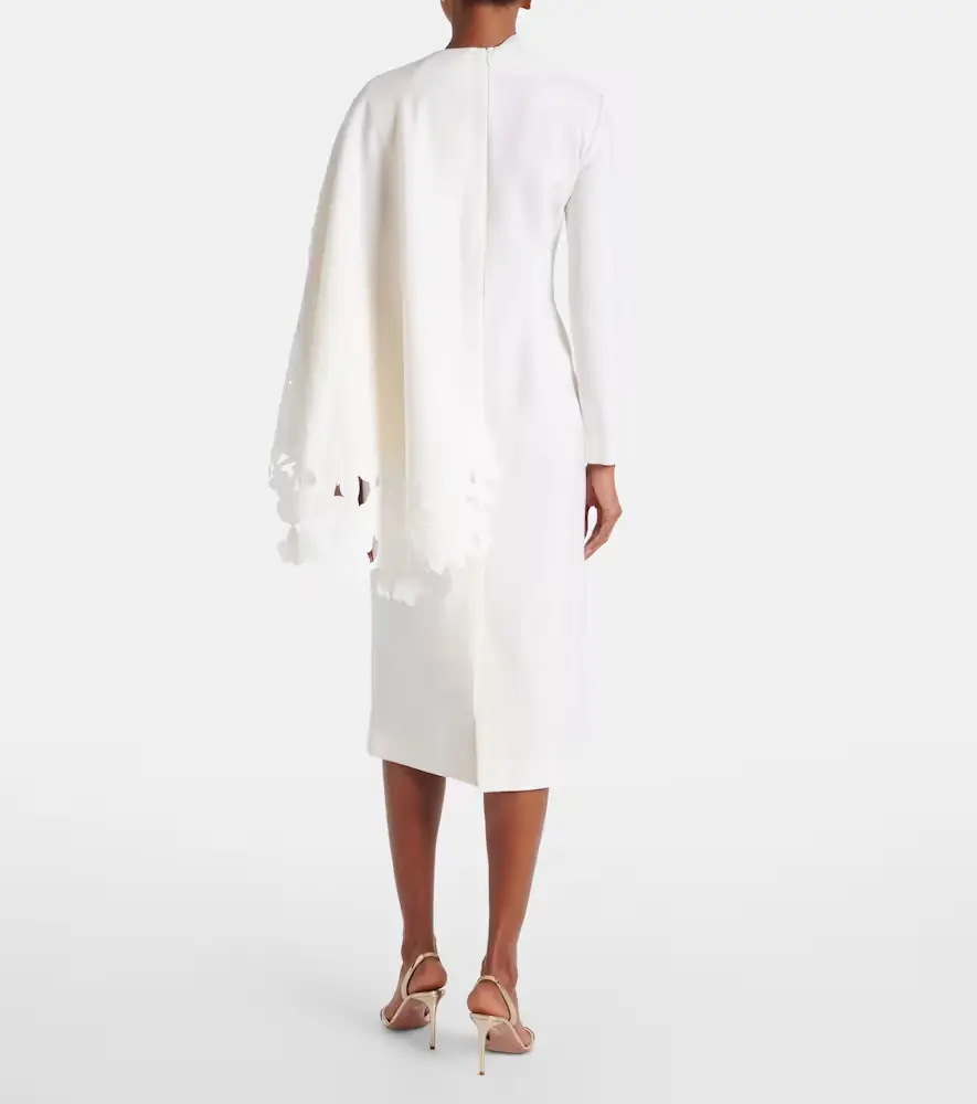 Oscar de la Renta Cape-detail wool-blend midi dress | Thumbnail 3