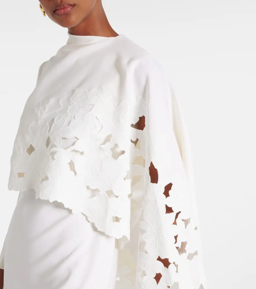 Oscar de la Renta Cape-detail wool-blend midi dress | Thumbnail 4