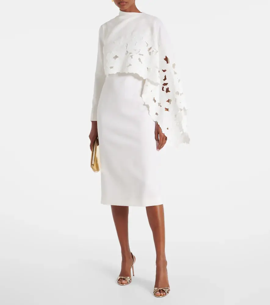 Oscar de la Renta Cape-detail wool-blend midi dress | Thumbnail 5