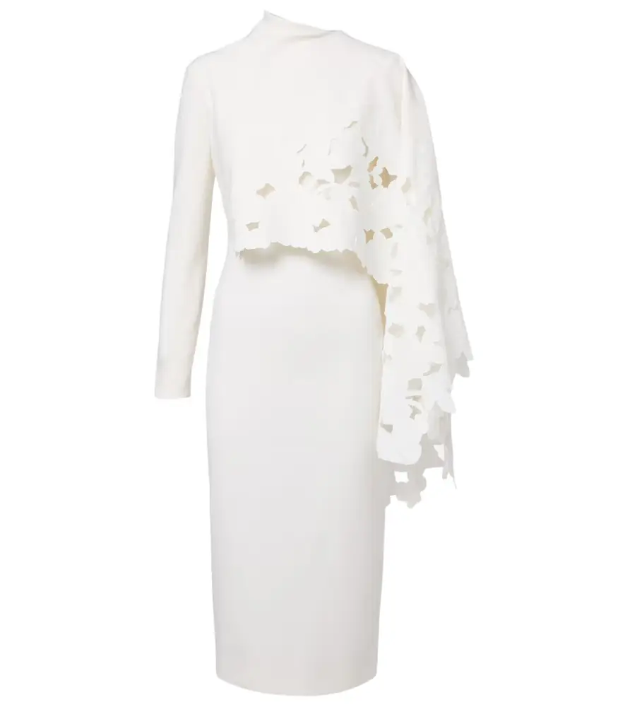 Oscar de la Renta Cape-detail wool-blend midi dress | Image 1 Oscar de la Renta Cape-detail wool-blend midi dress | Image 1