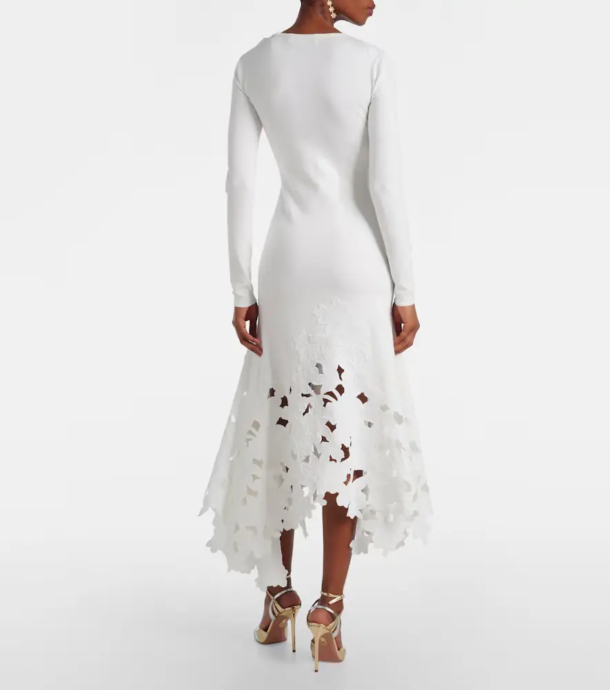 Oscar de la Renta Lace-trimmed asymmetric midi dress | Thumbnail 2