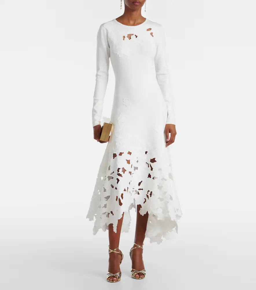 Oscar de la Renta Lace-trimmed asymmetric midi dress | Thumbnail 4