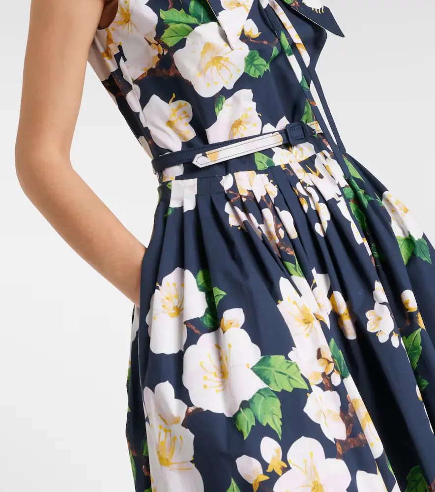 Oscar de la Renta Floral pleated cotton-blend midi dress | Thumbnail 2