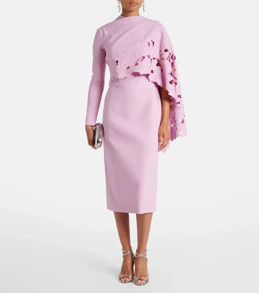 Oscar de la Renta Cape-detail wool-blend midi dress | Thumbnail 2