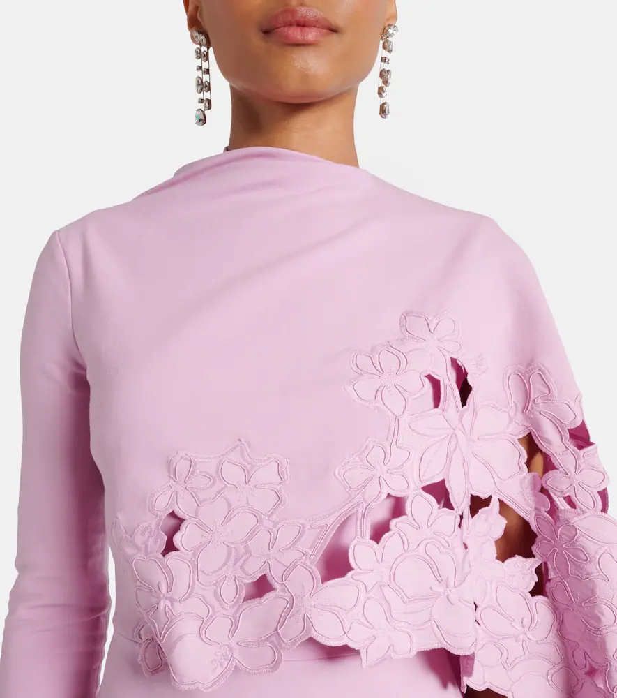 Oscar de la Renta Cape-detail wool-blend midi dress | Thumbnail 6