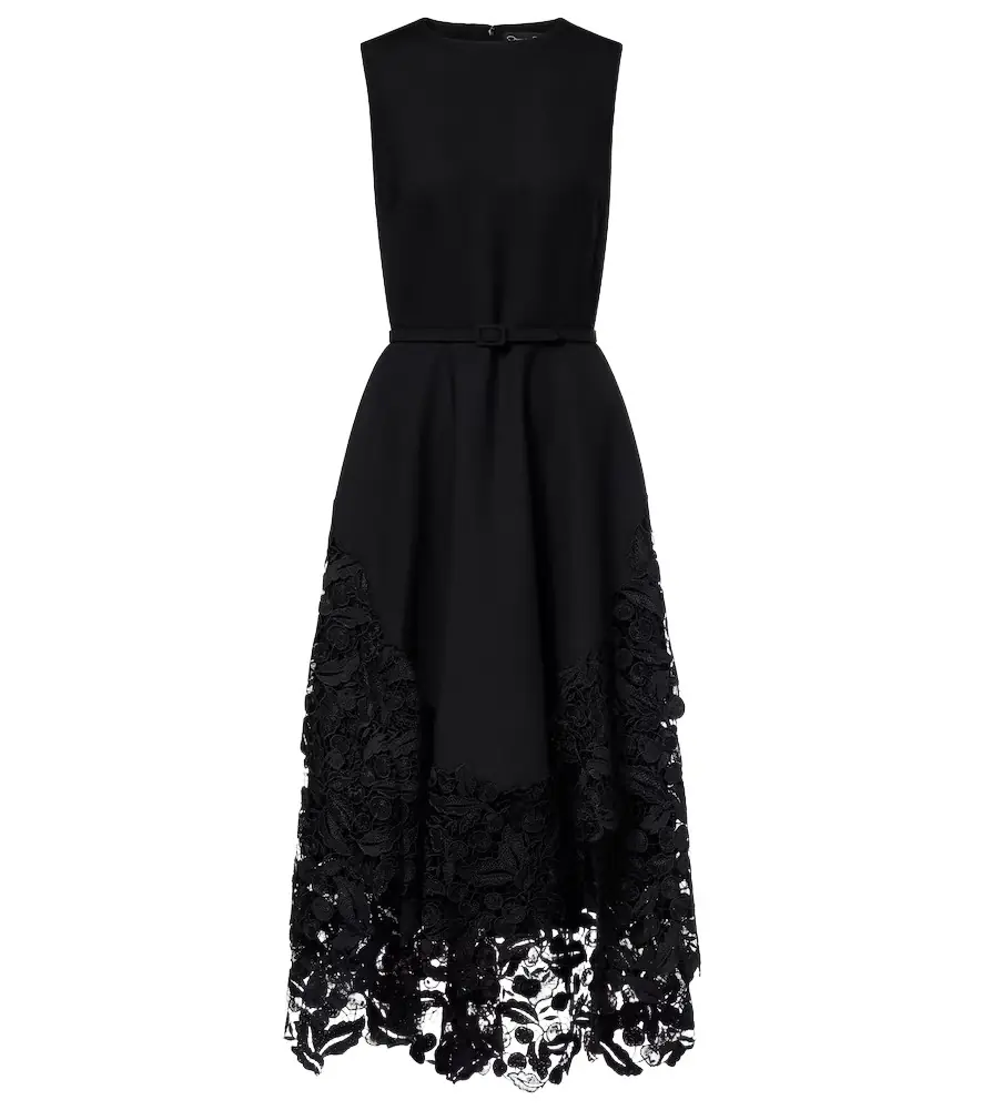 Oscar de la Renta Wool-blend and lace cocktail dress | Image 1 Oscar de la Renta Wool-blend and lace cocktail dress | Image 1