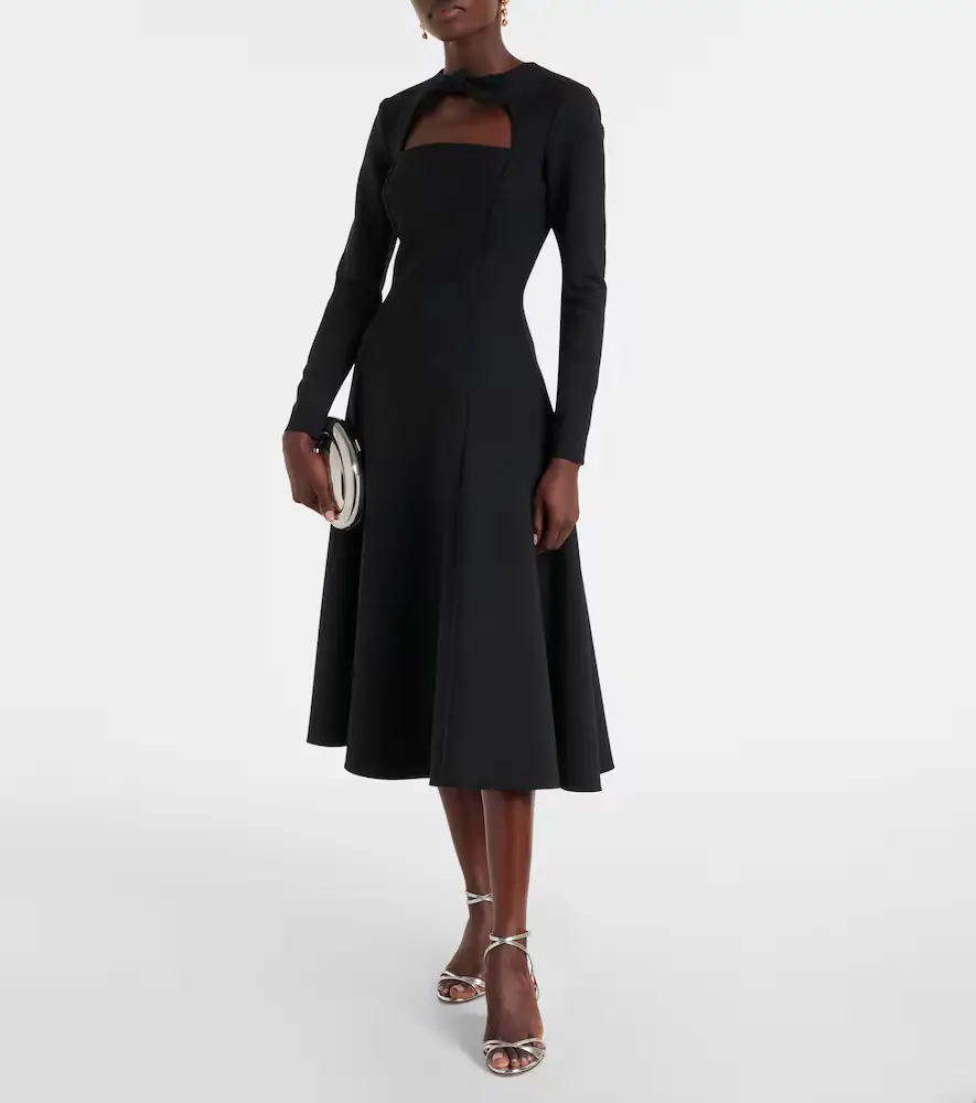 Oscar de la Renta Cutout wool-blend cocktail dress | Thumbnail 2