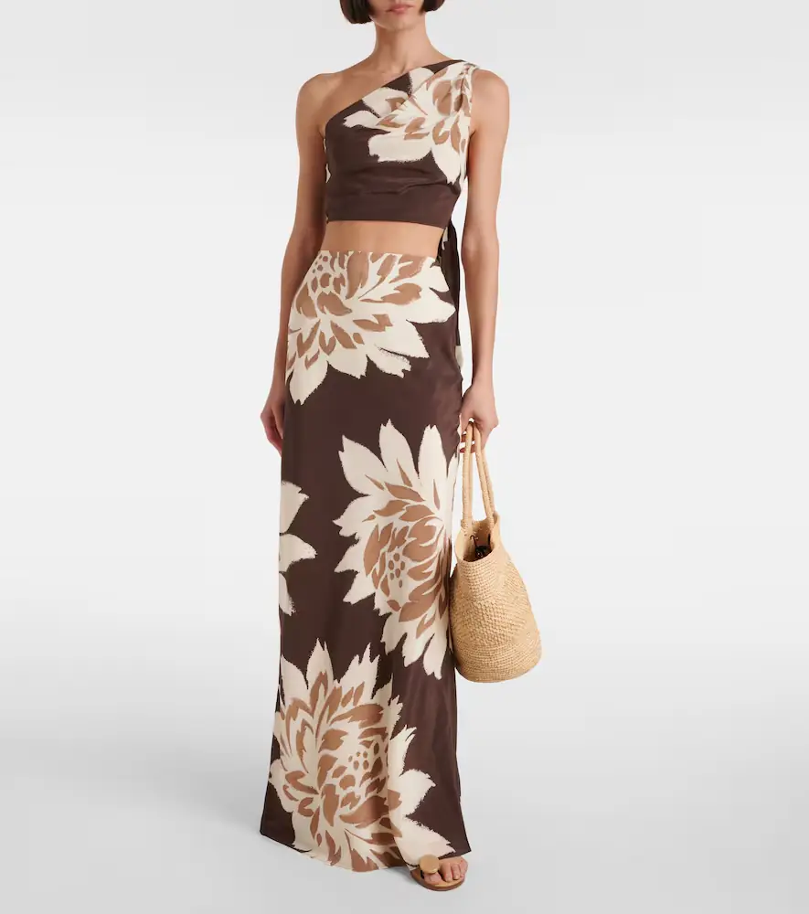 SIR. Floral silk satin maxi skirt | Thumbnail 2