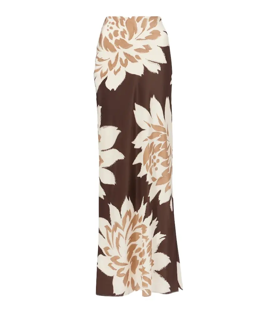 SIR Floral silk satin maxi skirt | Image 1 SIR Floral silk satin maxi skirt | Image 1