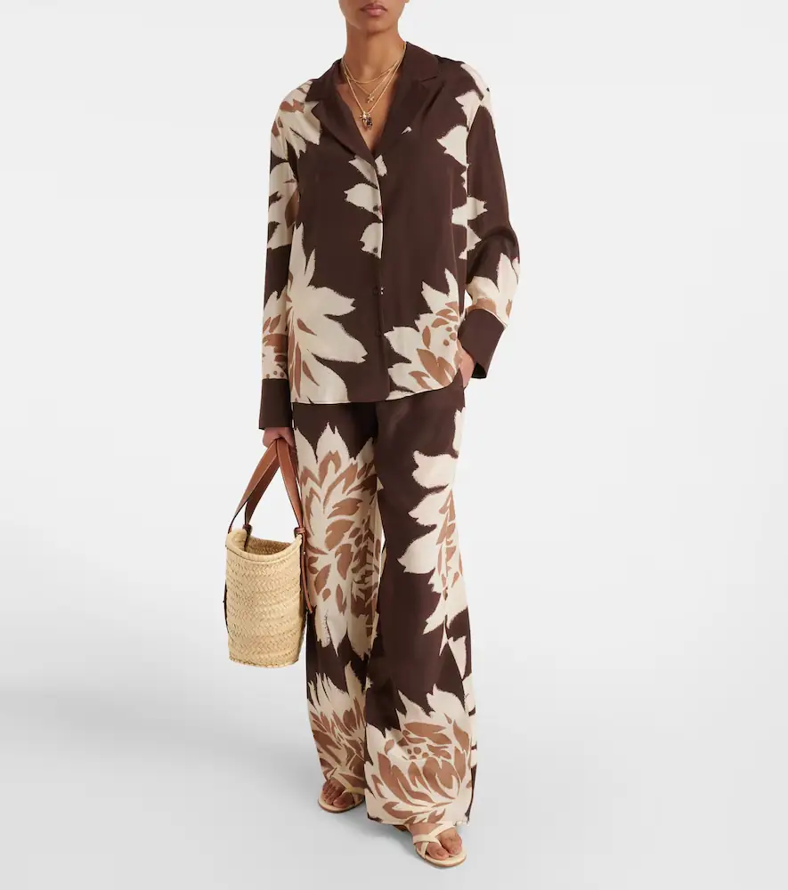 SIR. Floral silk satin wide-leg pants | Thumbnail 3