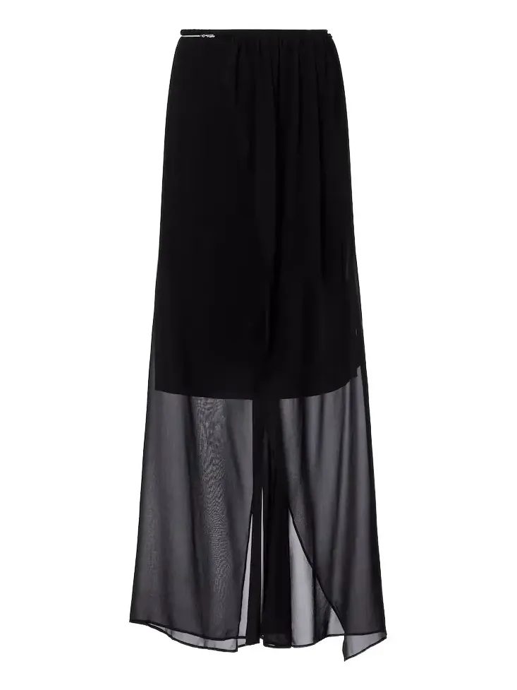 Chain-detail silk georgette wrap skirt Chain-detail silk georgette wrap skirt