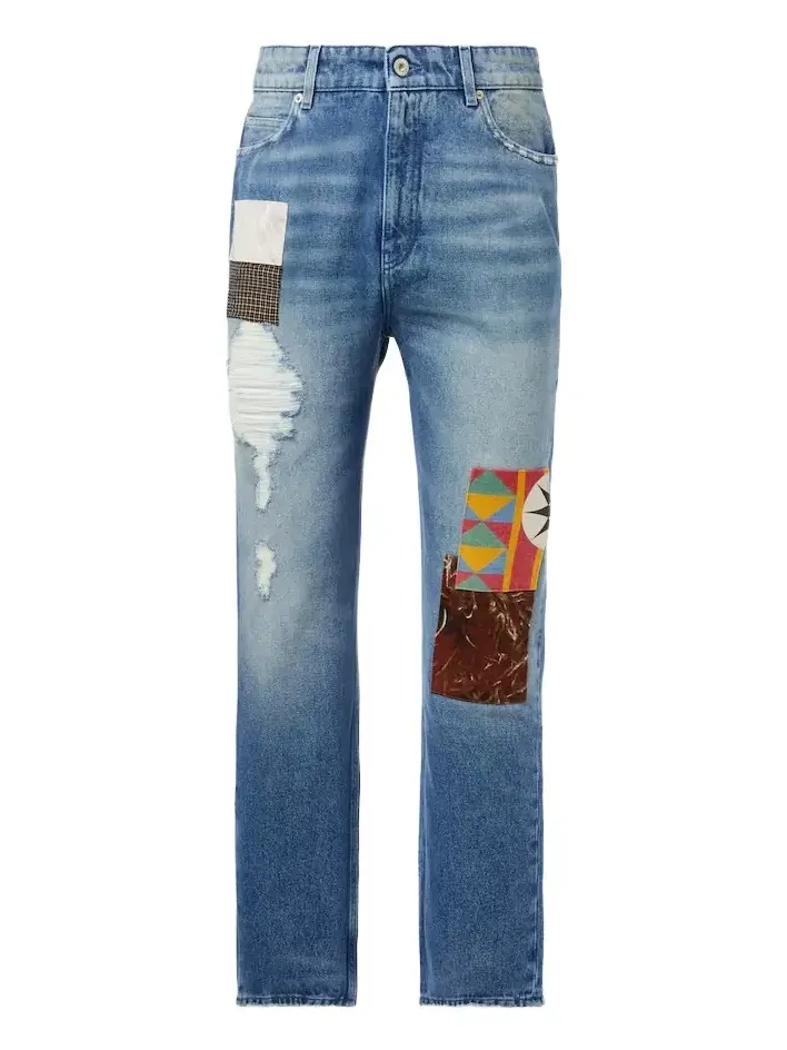 Patchwork straight jeans