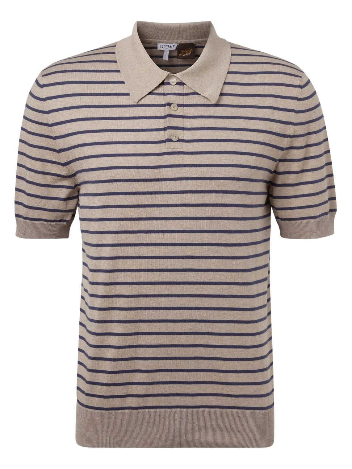 Loewe Knitted striped cotton-blend polo shirt