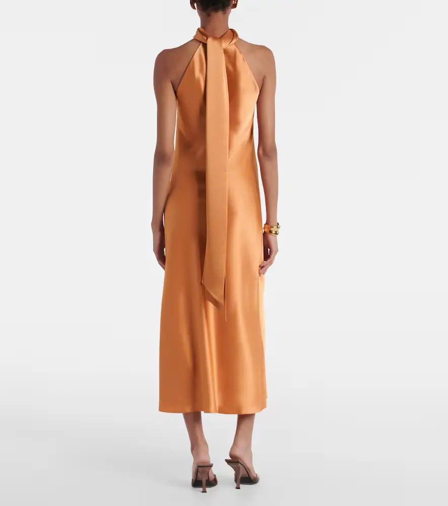 Galvan Sienna halterneck satin midi dress | Thumbnail 2