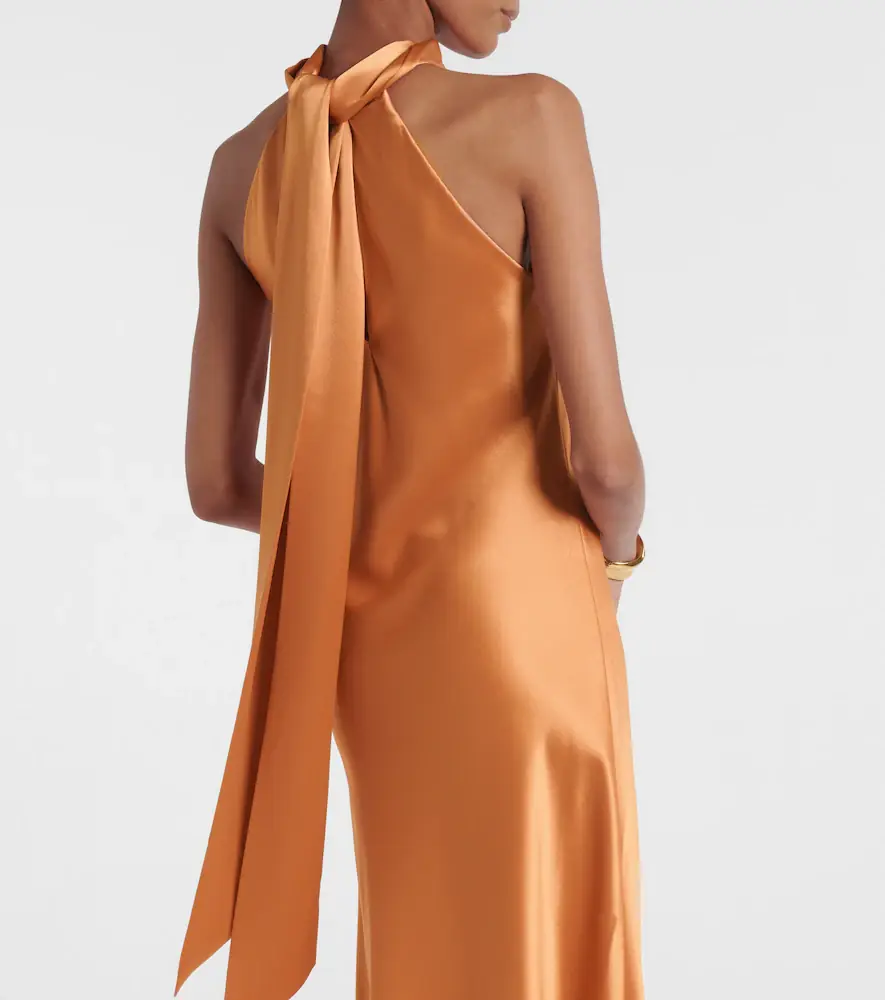 Galvan Sienna halterneck satin midi dress | Thumbnail 5