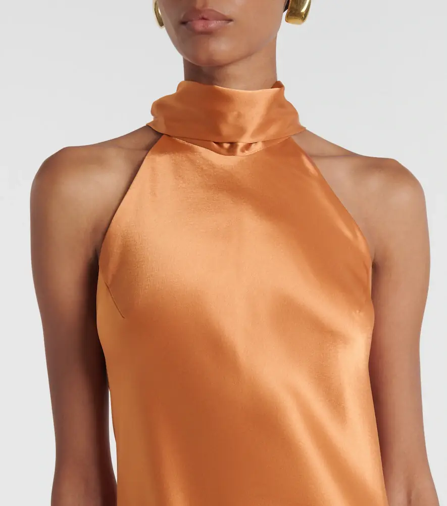 Galvan Sienna halterneck satin midi dress | Thumbnail 6