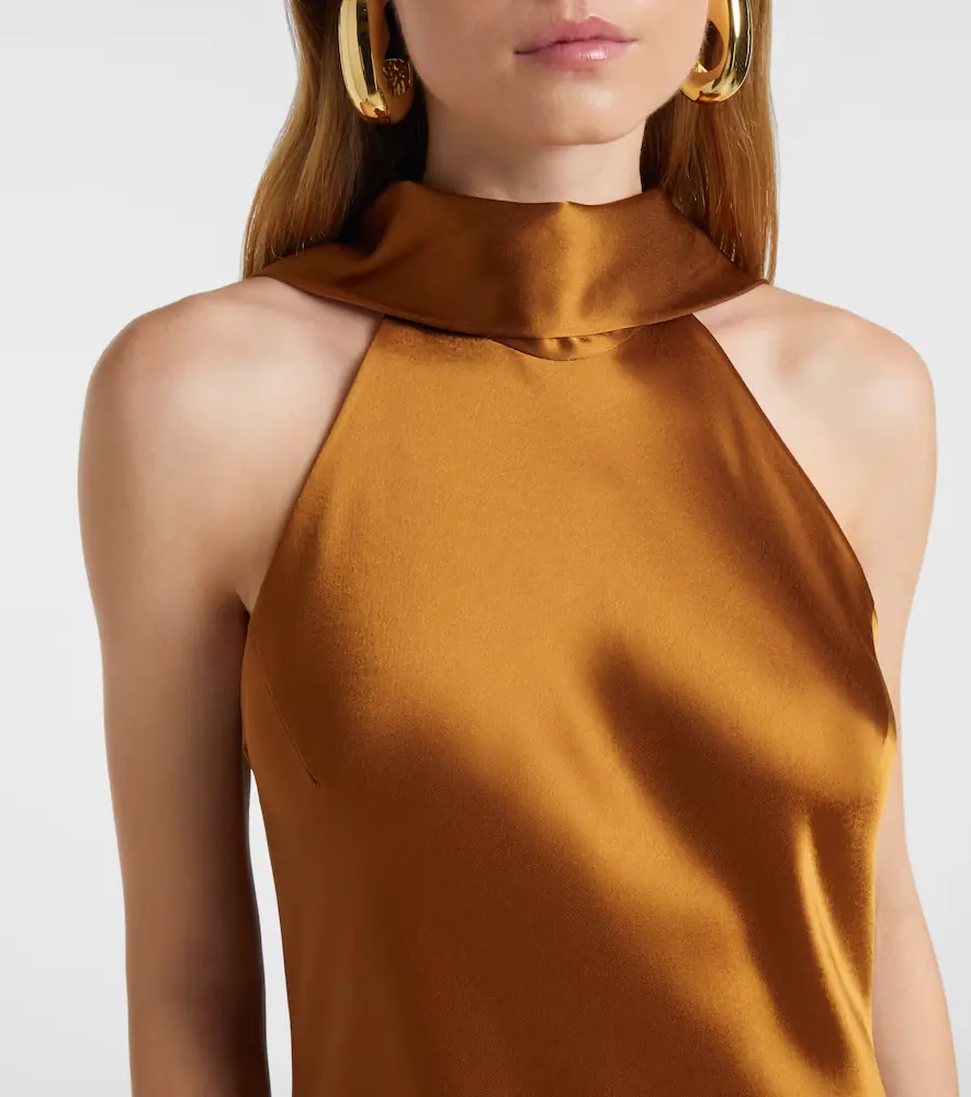 Galvan Sienna halterneck satin gown | Thumbnail 3