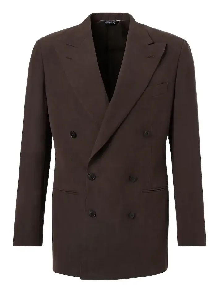 Double-breasted linen canvas blazer