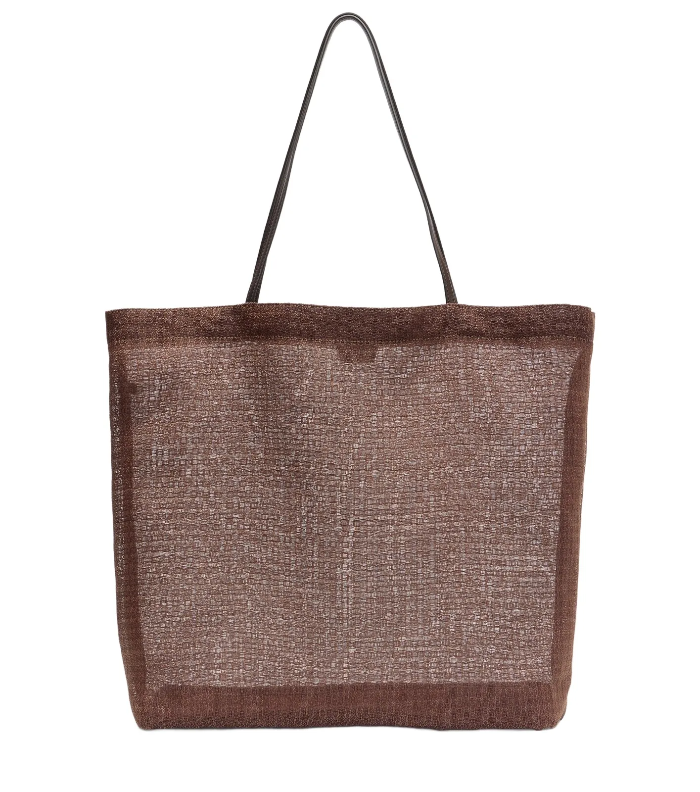 Barn leather-trimmed mesh tote bag Barn leather-trimmed mesh tote bag
