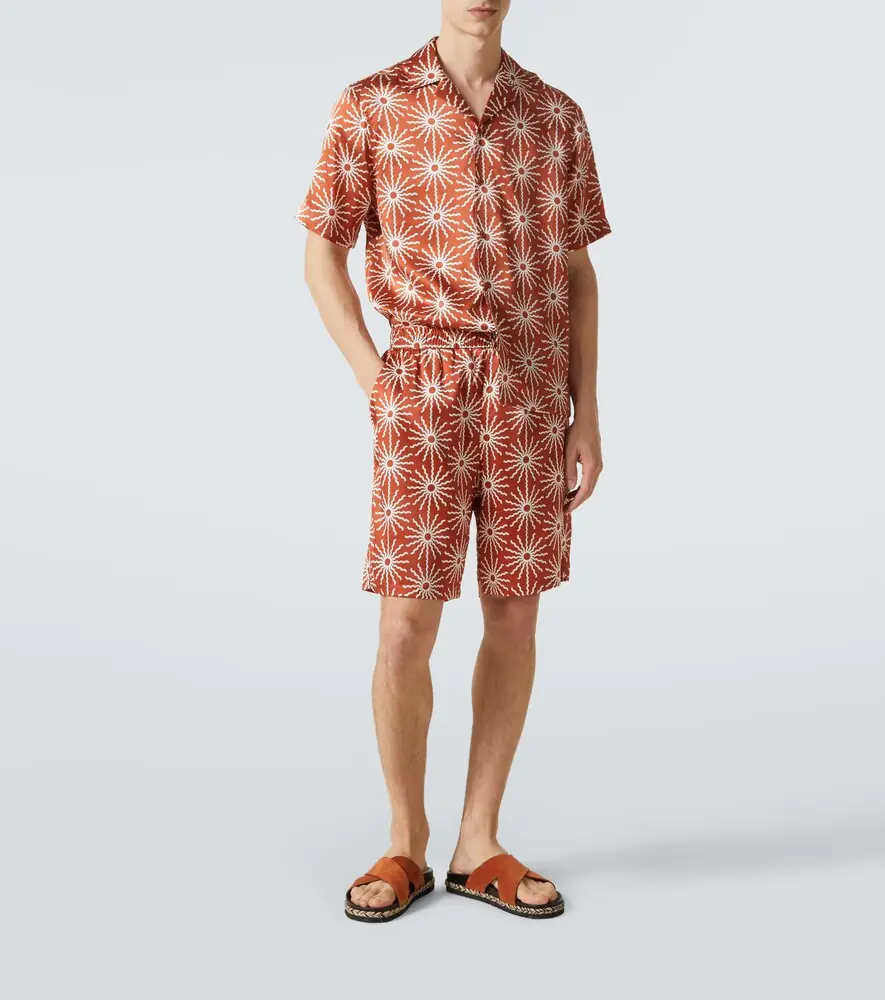 Frescobol Carioca Palma printed silk-blend shorts | Thumbnail 4