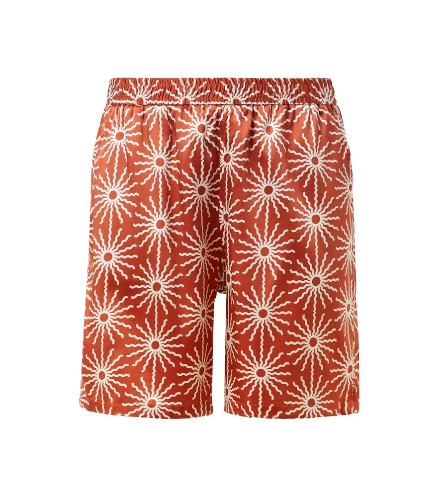 Frescobol Carioca Palma printed silk-blend shorts