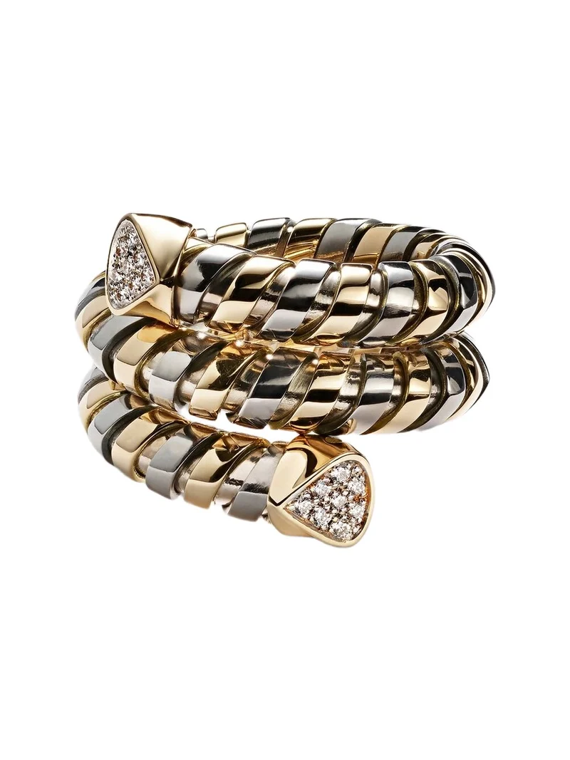 Marina B Trisola 18kt gold and titanium ring with diamonds