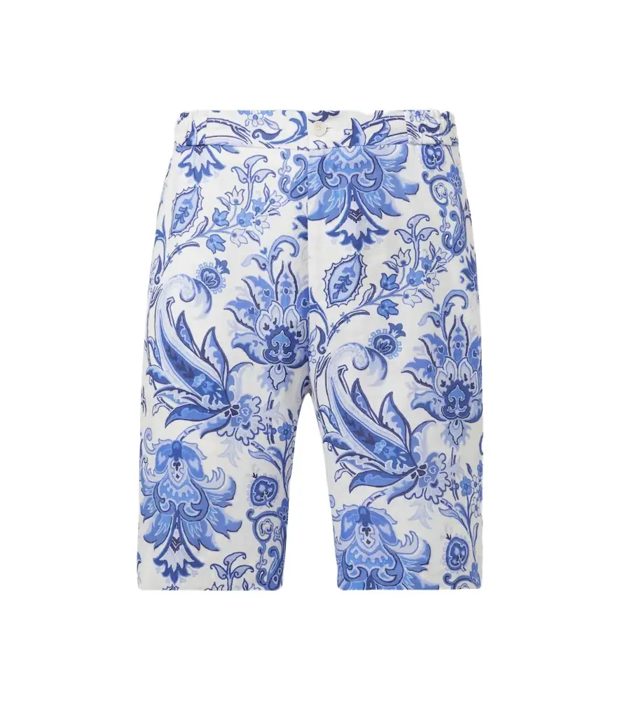 Etro Paisley linen Bermuda shorts