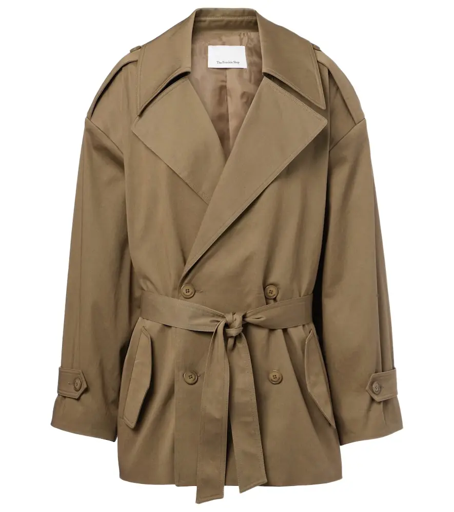 The Frankie Shop Zurich oversized cotton cropped trench coat | Image 1 The Frankie Shop Zurich oversized cotton cropped trench coat | Image 1