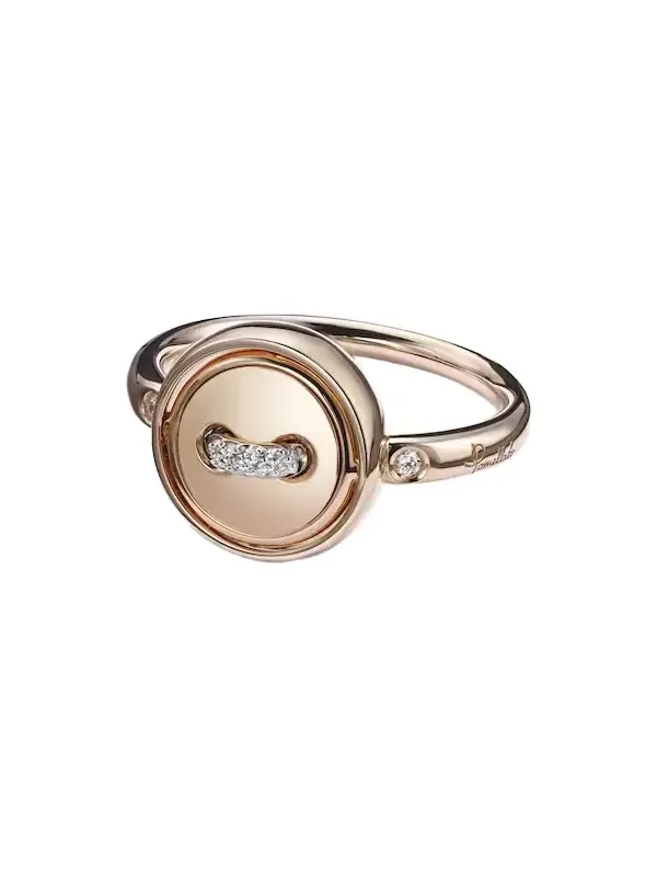 Pom Pom Dot 18k rose gold ring with turquoise and diamonds