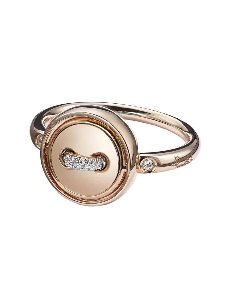 Pom Pom Dot 18k rose gold ring with turquoise and diamonds