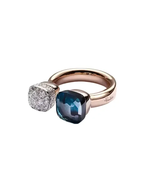 Nudo 18kt gold ring with topaz and diamonds