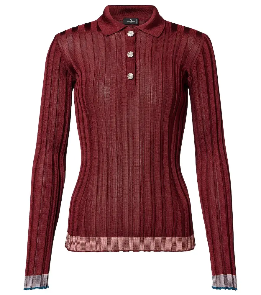 Etro Ribbed-knit polo sweater