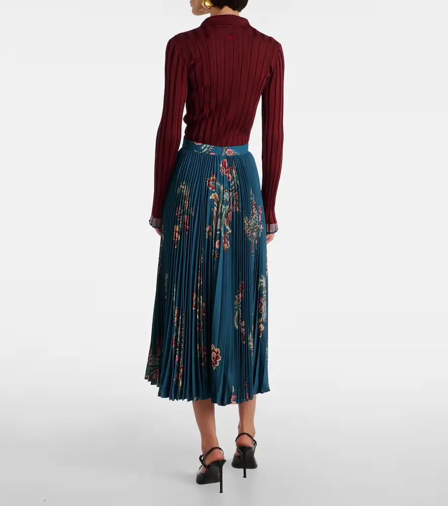 Etro Plissé high-rise floral midi skirt | Thumbnail 2