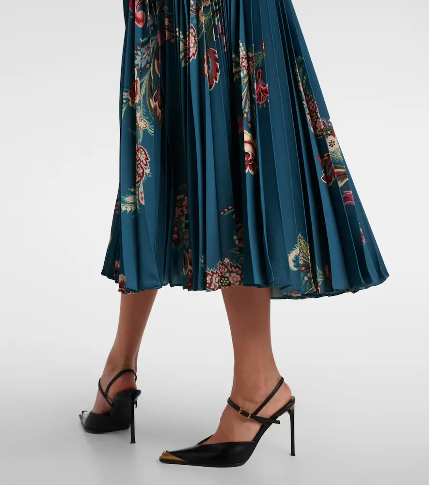 Etro Plissé high-rise floral midi skirt | Thumbnail 4