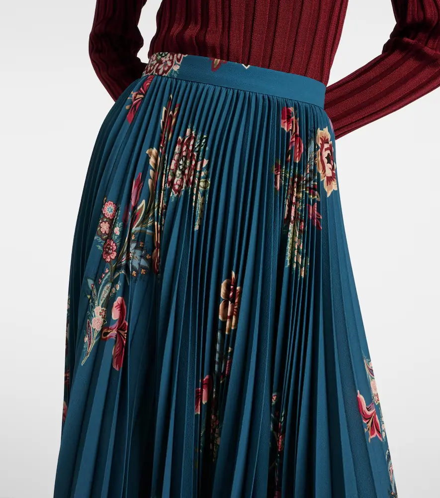 Etro Plissé high-rise floral midi skirt | Thumbnail 5