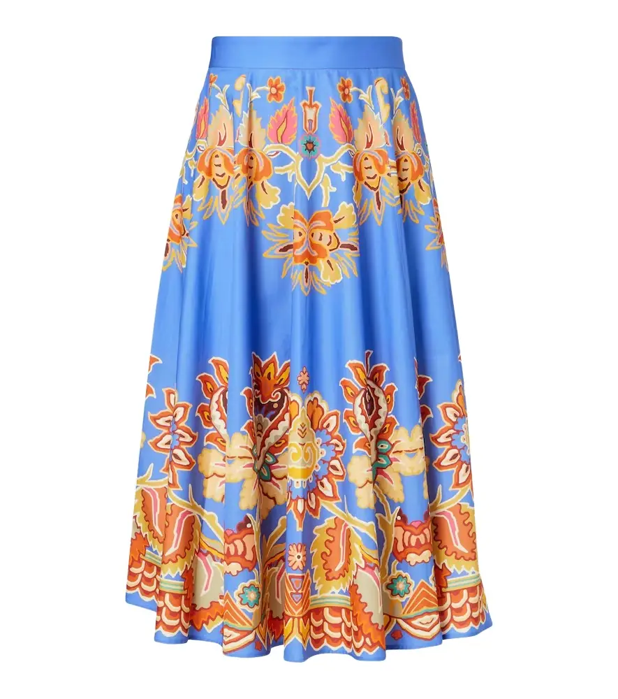Etro Printed cotton midi skirt