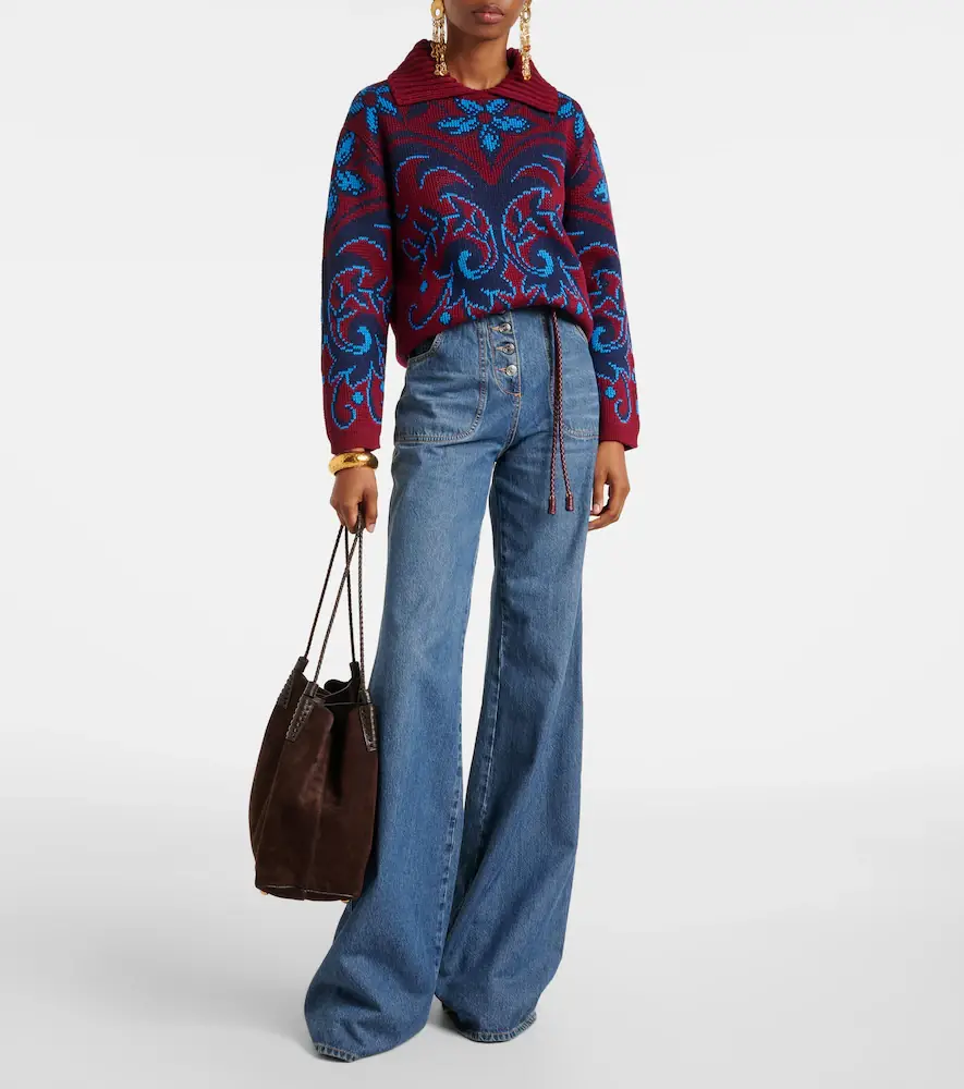 Etro Paisley wool jacquard polo sweater | Thumbnail 2