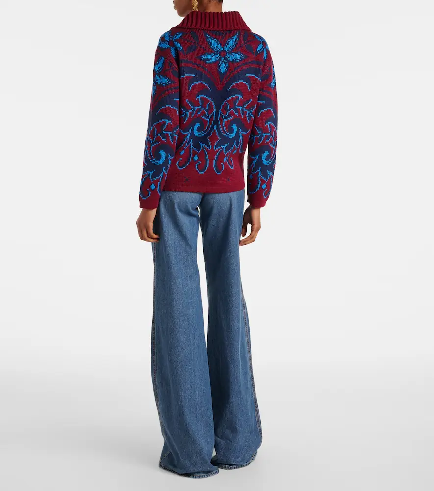 Etro Paisley wool jacquard polo sweater | Thumbnail 3